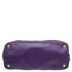 Pre Owned Prada Purple Saffiano Leather Medium Double Zip Tote