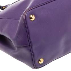 Pre Owned Prada Purple Saffiano Leather Medium Double Zip Tote