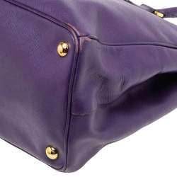 Pre Owned Prada Purple Saffiano Leather Medium Double Zip Tote