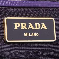 Pre Owned Prada Purple Saffiano Leather Medium Double Zip Tote