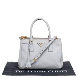 Pre Owned Prada Grey Saffiano Leather Small Galleria Tote