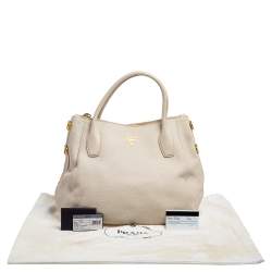 Pre Owned Prada Cream Vitello Daino Leather Shopper Tote
