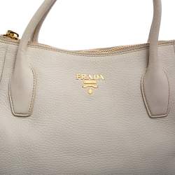 Pre Owned Prada Cream Vitello Daino Leather Shopper Tote