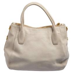 Pre Owned Prada Cream Vitello Daino Leather Shopper Tote