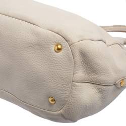 Pre Owned Prada Cream Vitello Daino Leather Shopper Tote