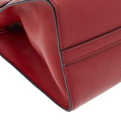 Pre Owned Prada Red Saffiano Cuir Leather Monochrome Tote