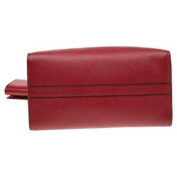 Pre Owned Prada Red Saffiano Cuir Leather Monochrome Tote