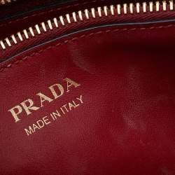 Pre Owned Prada Red Saffiano Cuir Leather Monochrome Tote