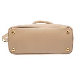 Pre Owned Prada Beige Saffiano Lux Leather Small Promenade Satchel
