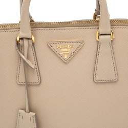 Pre Owned Prada Beige Saffiano Lux Leather Small Promenade Satchel