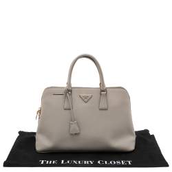 Pre Owned Prada Grey Saffiano Leather Dome Satchel