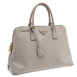 Pre Owned Prada Grey Saffiano Leather Dome Satchel