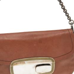 Pre Owned Prada Brown Leather Flap Chain Shoulder Bag