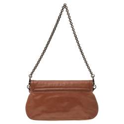 Pre Owned Prada Brown Leather Flap Chain Shoulder Bag