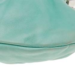 Pre Owned Prada Light Green Crocodile/Lizard and Leather Frame Clutch