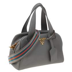 Pre Owned Prada Grey Leather Shoulder Bag