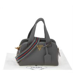 Pre Owned Prada Grey Leather Shoulder Bag