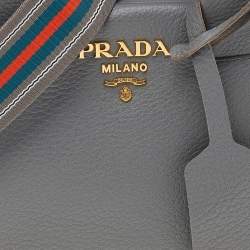 Pre Owned Prada Grey Leather Shoulder Bag