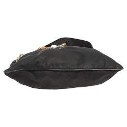 Prada Black Nylon and Leather Trim Dragon Embellished Messenger Bag