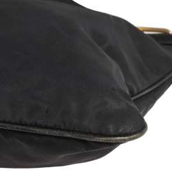 Prada Black Nylon and Leather Trim Dragon Embellished Messenger Bag