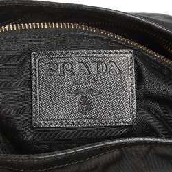 Prada Black Nylon and Leather Trim Dragon Embellished Messenger Bag