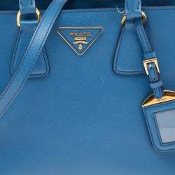 Pre Owned Prada Two Tone Blue Saffiano Lux Leather Tote