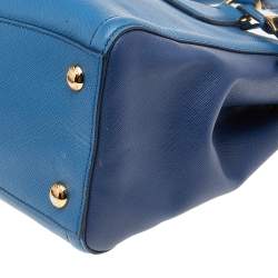 Pre Owned Prada Two Tone Blue Saffiano Lux Leather Tote
