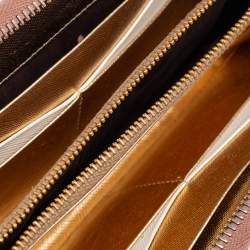 Pre Owned Prada Beige Saffiano Leather Zip Around Wallet