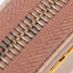 Pre Owned Prada Beige Saffiano Leather Zip Around Wallet