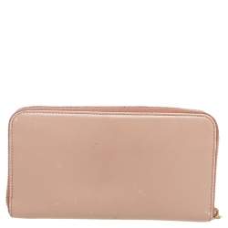 Pre Owned Prada Beige Saffiano Leather Zip Around Wallet