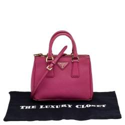 Pre Owned Prada Pink Saffiano Lux Leather Mini Galleria Tote