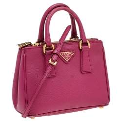 Pre Owned Prada Pink Saffiano Lux Leather Mini Galleria Tote