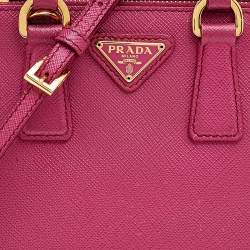 Pre Owned Prada Pink Saffiano Lux Leather Mini Galleria Tote