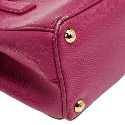 Pre Owned Prada Pink Saffiano Lux Leather Mini Galleria Tote