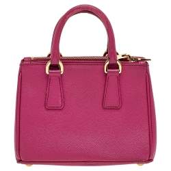 Pre Owned Prada Pink Saffiano Lux Leather Mini Galleria Tote