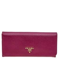 Pre Owned Prada Magenta Pink Saffiano Leather Continental Wallet