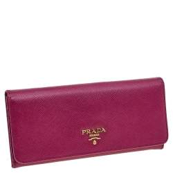 Pre Owned Prada Magenta Pink Saffiano Leather Continental Wallet