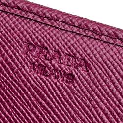 Pre Owned Prada Magenta Pink Saffiano Leather Continental Wallet