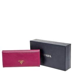 Pre Owned Prada Magenta Pink Saffiano Leather Continental Wallet