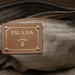 Pre Owned Prada Brown Canvas and Leather Double Zip Tote
