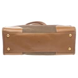 Pre Owned Prada Brown Canvas and Leather Double Zip Tote