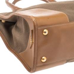 Pre Owned Prada Brown Canvas and Leather Double Zip Tote