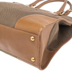 Pre Owned Prada Brown Canvas and Leather Double Zip Tote