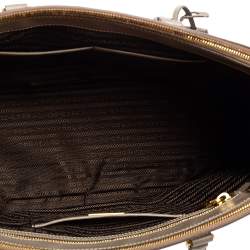 Pre Owned Prada Grey Saffiano Leather Large Double Zip Tote
