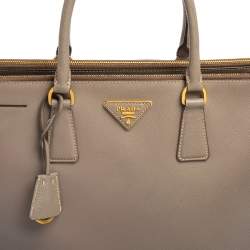 Pre Owned Prada Grey Saffiano Leather Large Double Zip Tote