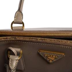 Pre Owned Prada Grey Saffiano Leather Large Double Zip Tote