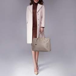Pre Owned Prada Grey Saffiano Leather Large Double Zip Tote
