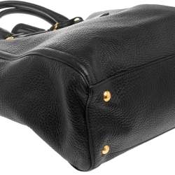 Pre Owned Prada Black Vitello Daino Leather Open Tote