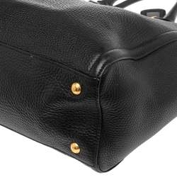 Pre Owned Prada Black Vitello Daino Leather Open Tote