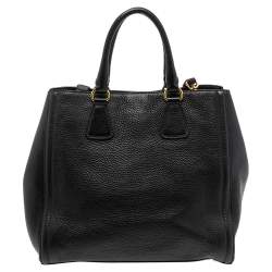 Pre Owned Prada Black Vitello Daino Leather Open Tote